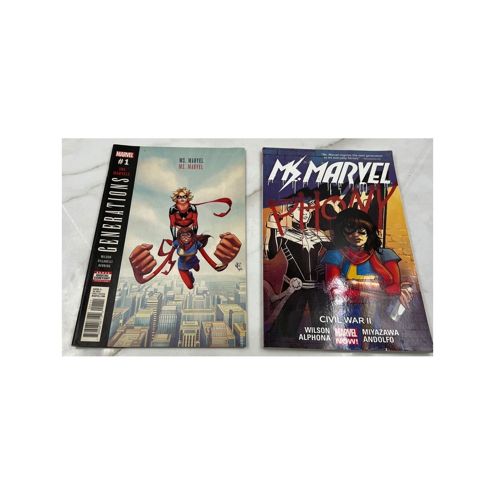 Marvel Ms Marvel Comic Lot Generations 1 & Vol 6 Civil War II Trade Paperback